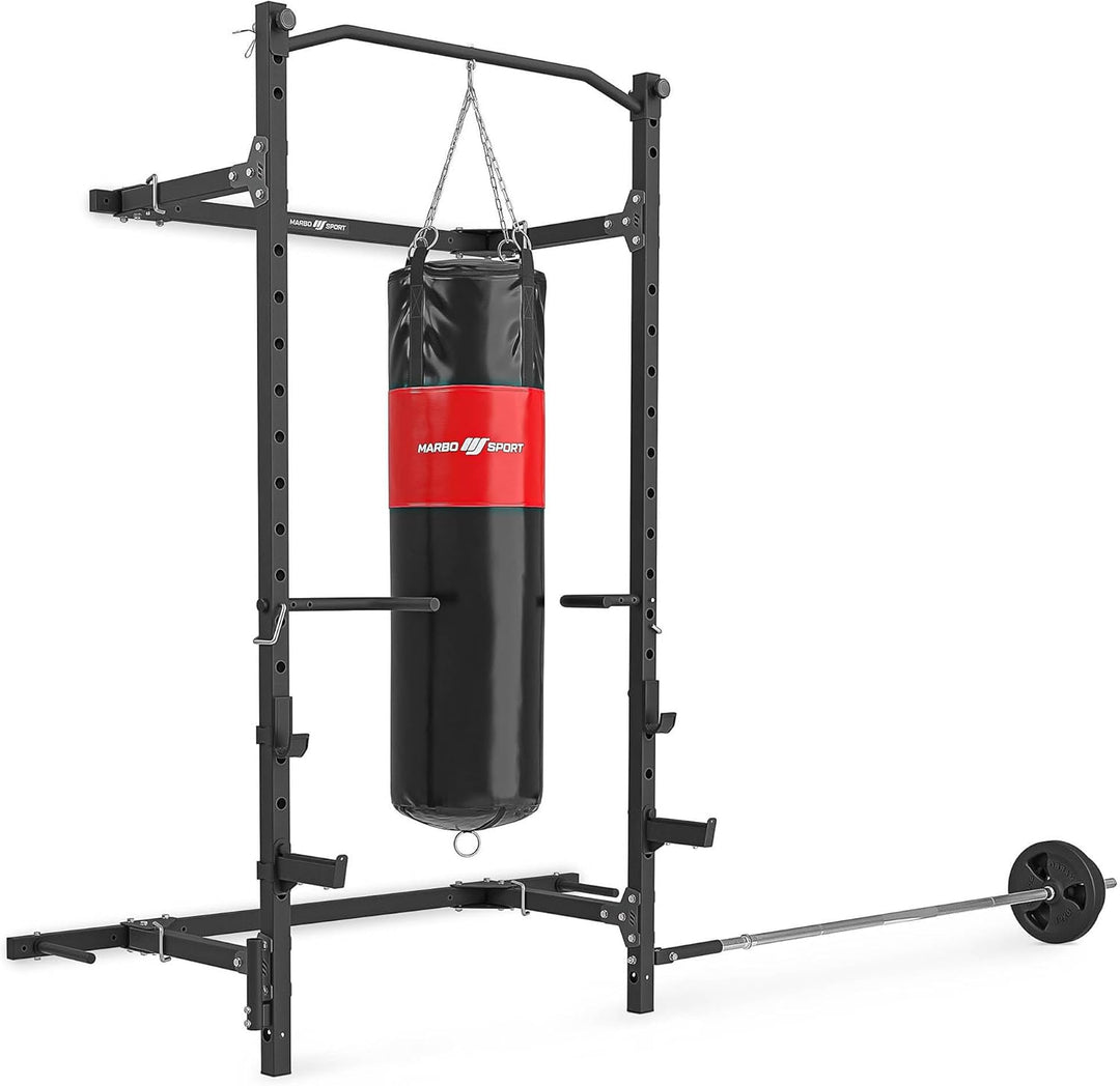 Marbo Sport Dip-Station, Klimmzugstange, Klappbares Power Rack mit Landmine-Griff MS-U114 2.0