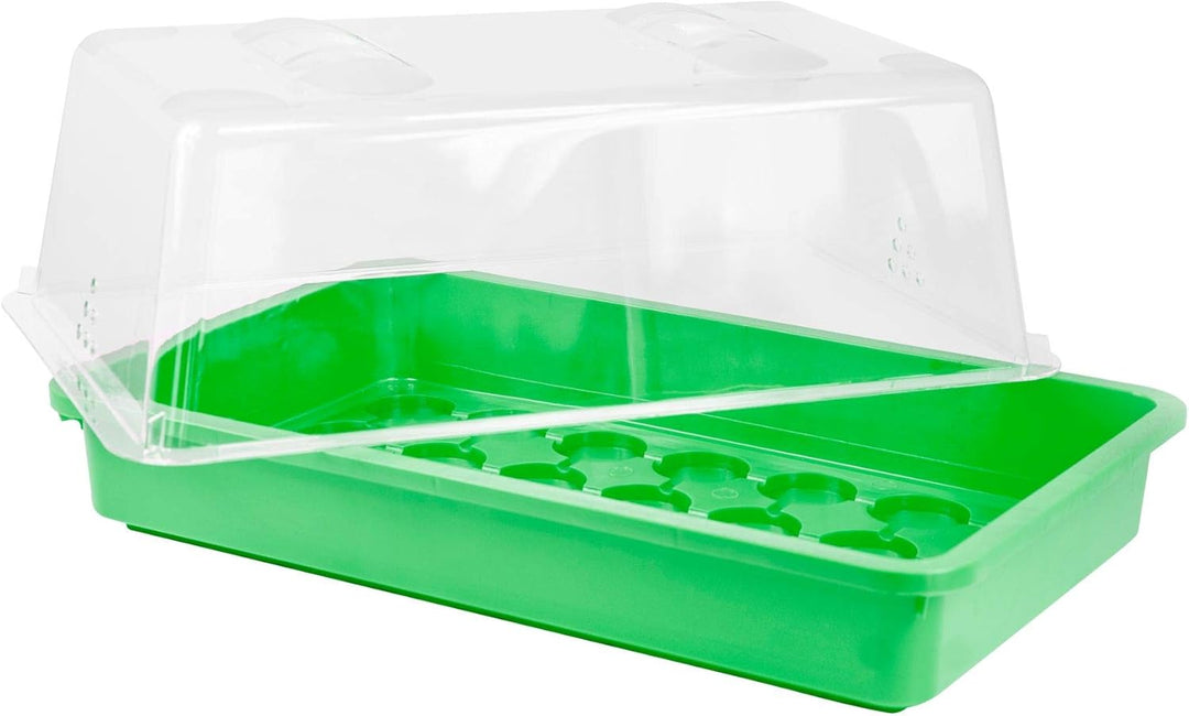 mgc24 Zimmergewächshaus Greenhouse - Anzuchtschale mit Deckel und Belüftung - Grün - 2 Stück