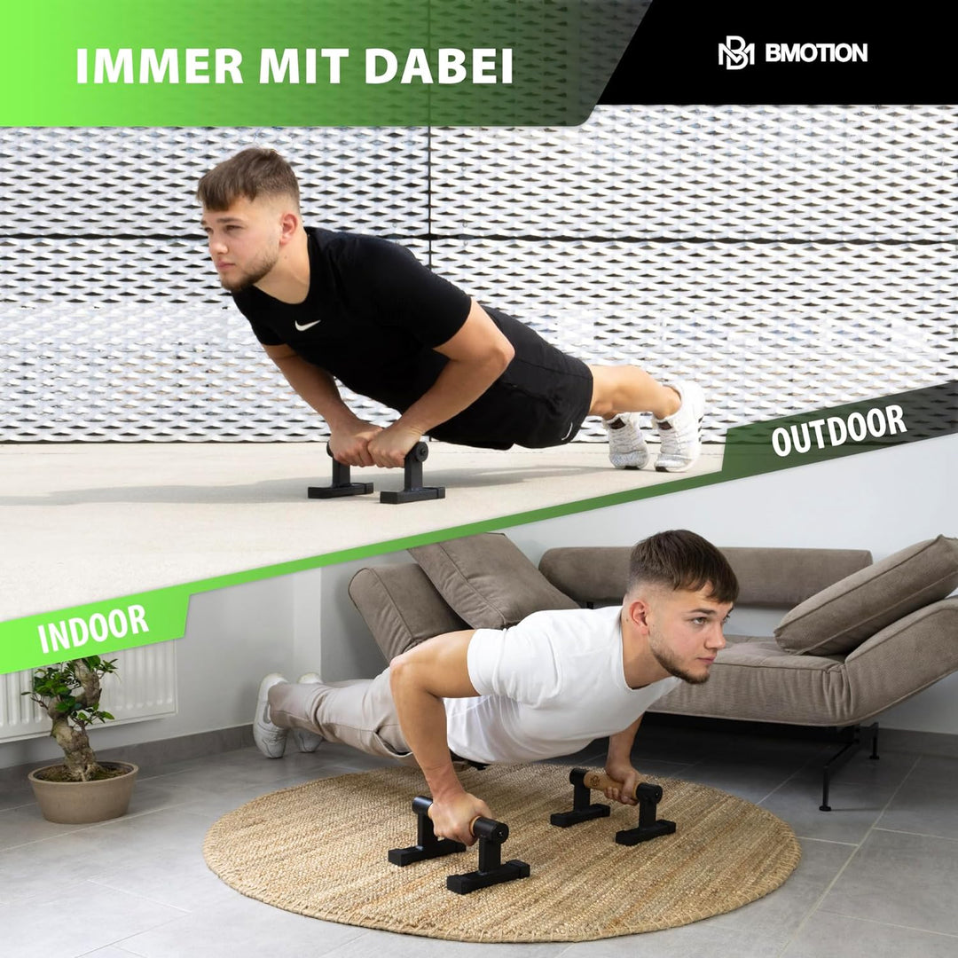 Müller & Blum Liegestützgriffe Holz mit Gym-Bag, gelenkschonende Push-Up Bars, Handstand-Barren, Par