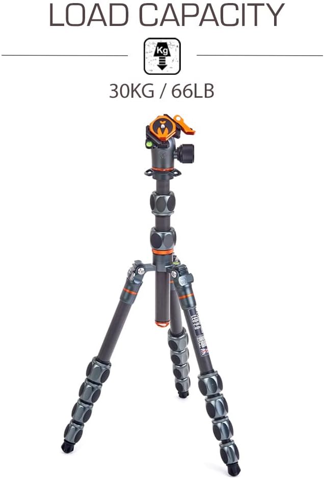 3 Legged Thing Pro Range 2.0 Leo 2.0 Reisestativsystem aus Carbon – Verstellbares Kamerastativ mit 3