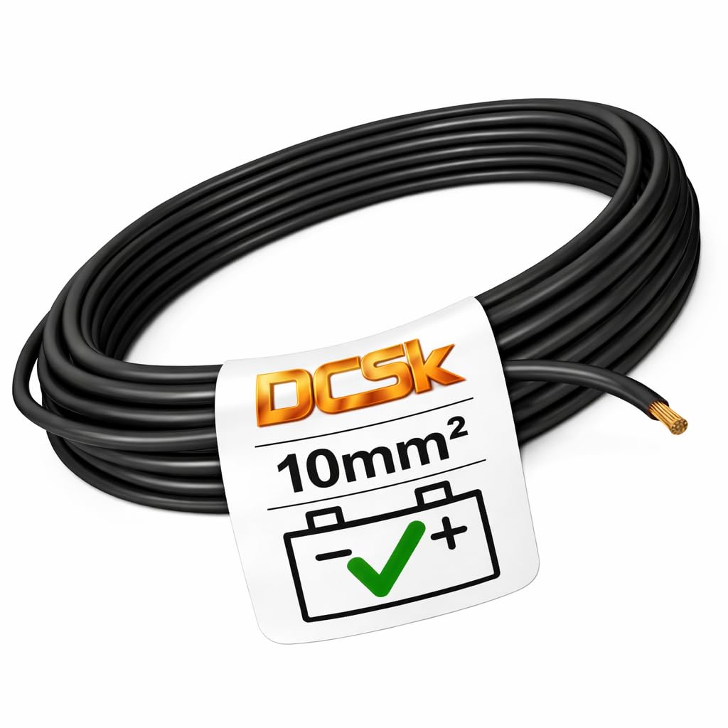 DCSk Fahrzeugleitung - 10mm² - 5m - FLRY B asymmetrisch - 10 mm² - KFZ Kabel Litze - Schwarz - 10mm2