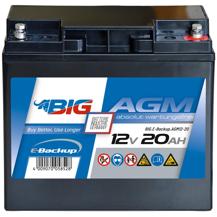 BIG E-Backup AGM Notstrombatterie für EPS- und USV-Systeme, Speicher- & Kommunikationssysteme, Alarm