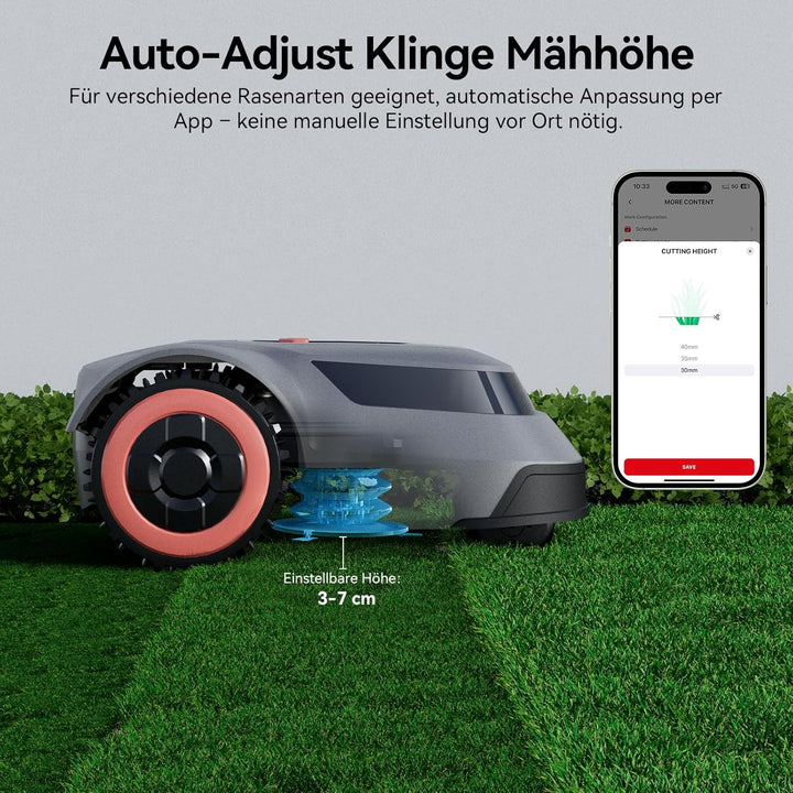 Redkey MGC1000 Mähroboter Rasenmäher Roboter - 1000m² Rasenroboter mit Begrenzungskabel C-TOF Techno