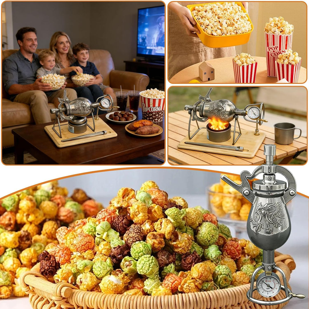 400ml Hochdruck Popcornmaschine, Edelstahl Chinesische Popcorn-Maker, Mini-Hand-Popcorn-Kanone für F