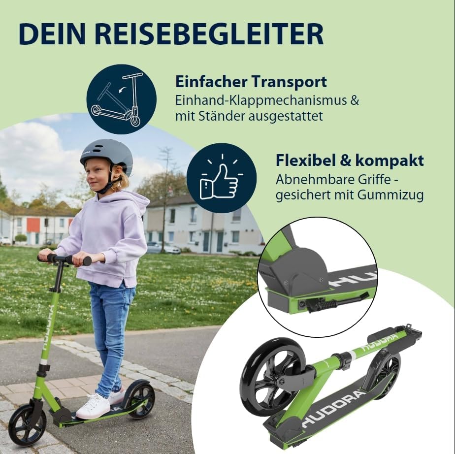 HUDORA Scooter Start 200, Stabiler Aluminium-Roller, Höhenverstellbarer & zusammenklappbarer Cityrol