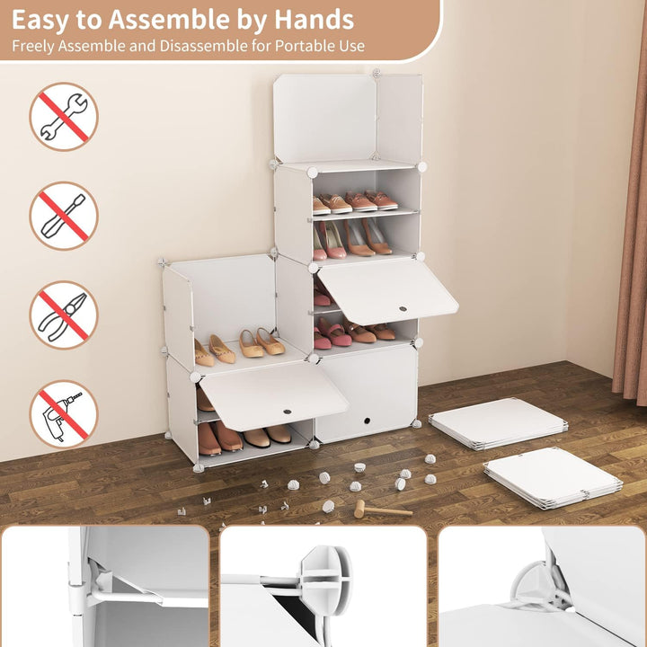 Schuhregal Organizer, 8 Etagen Schuhschrank 32 Paar Tragbares Schuhablage, Platzsparendes Schuhregal