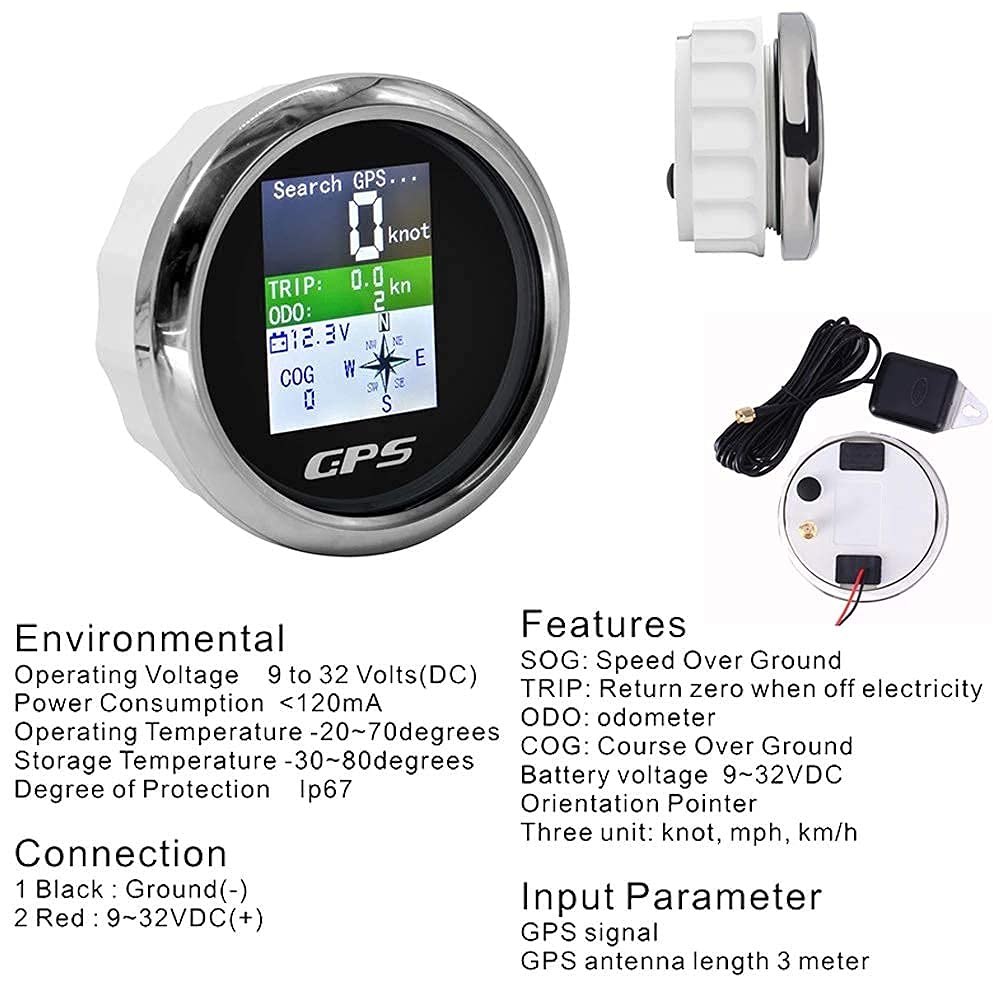 KAOLALI GPS Tachometer Geschwindigkeitsmesser Kilometerzähler 85 mm Rostfreie IP67 Wasserdichte Digi