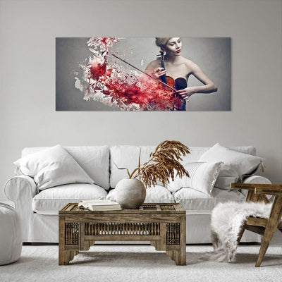 Wandbilder Dekoration Wohnzimmer Frau Violine Musik Instrument Panorama Bilder auf Leinwand 120x50cm