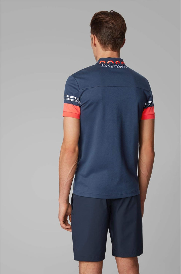 BOSS Herren Paule 1 Poloshirt mit Streifen-Dessin an den Ärmeln