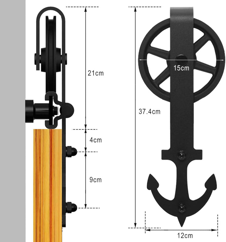WOLFBIRD 213cm (7FT) Hardware Schiene Kit Schiebetür Rolle Grosses Rad, Verwendet für Schiebetürbesc
