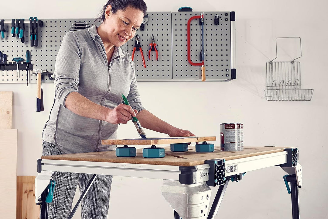 wolfcraft Multifunktionale Werkstückauflagen I 6892000 I Rutschfeste Auflage für Werkstücke, 4 Stück