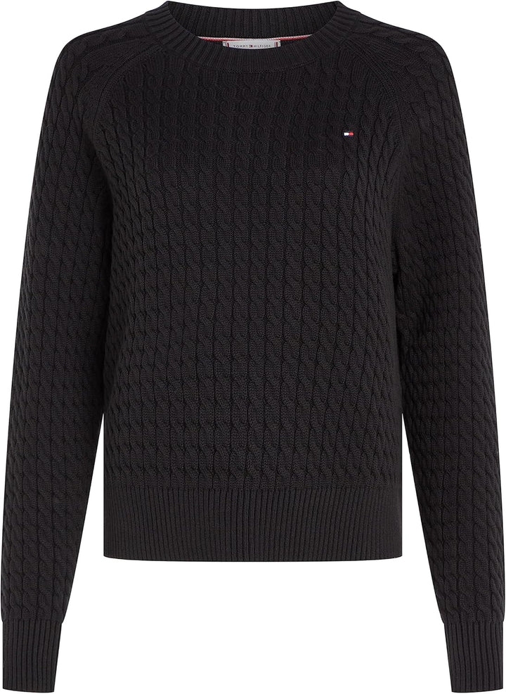 Tommy Hilfiger Damen Pullover C-Neck Strickpullover XS Schwarz (Black), XS Schwarz (Black)