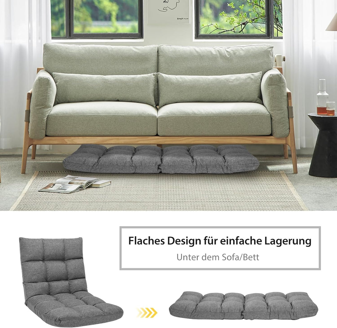 GOPLUS Bodenstuhl, Bodensofa mit Rückenlehne, Bodensessel mit Schlaffunktion, Floor Chair, Lazy Sofa