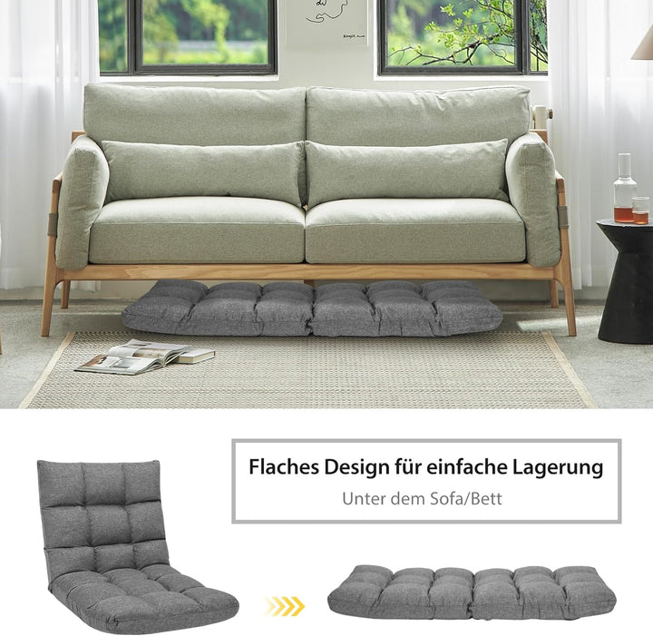 GOPLUS Bodenstuhl, Bodensofa mit Rückenlehne, Bodensessel mit Schlaffunktion, Floor Chair, Lazy Sofa