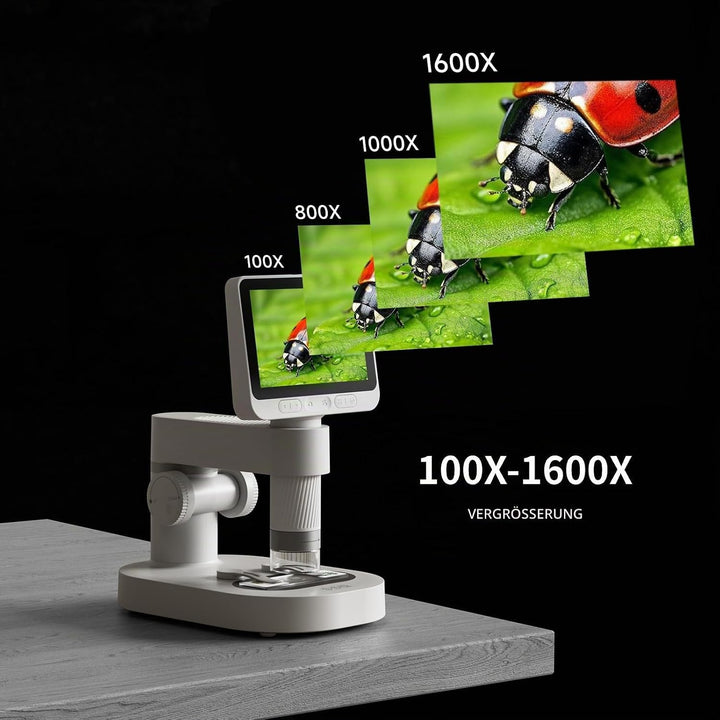 BEAVERLAB 4,0" IPS digitales Mikroskop 100X-1600X, Handheld Microscope 1080P HD Taschenmikroskop WiF