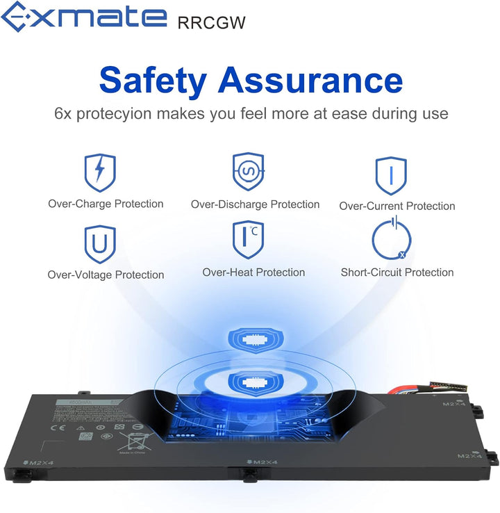 Exmate Laptop-Akku RRCGW M7R96 62MJV für Dell XPS 15 9550 Dell Precision 15 5510[11.4V 4900mAh] akku