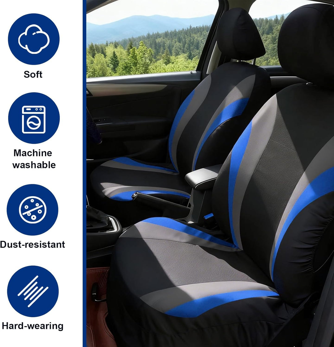 Autositzbezug Set für die Vordersitze, Atmungsaktive &amp; Bequeme Sitzbezüge für alle Jahreszeiten, uni