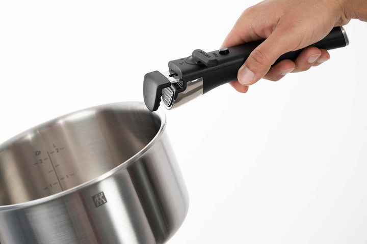 ZWILLING Unlock Kochtopfset 5-tlg (Kochtopf 20+16 cm, Griff, 2 Glasdeckel), Stapelbar, Abnehmbarer G
