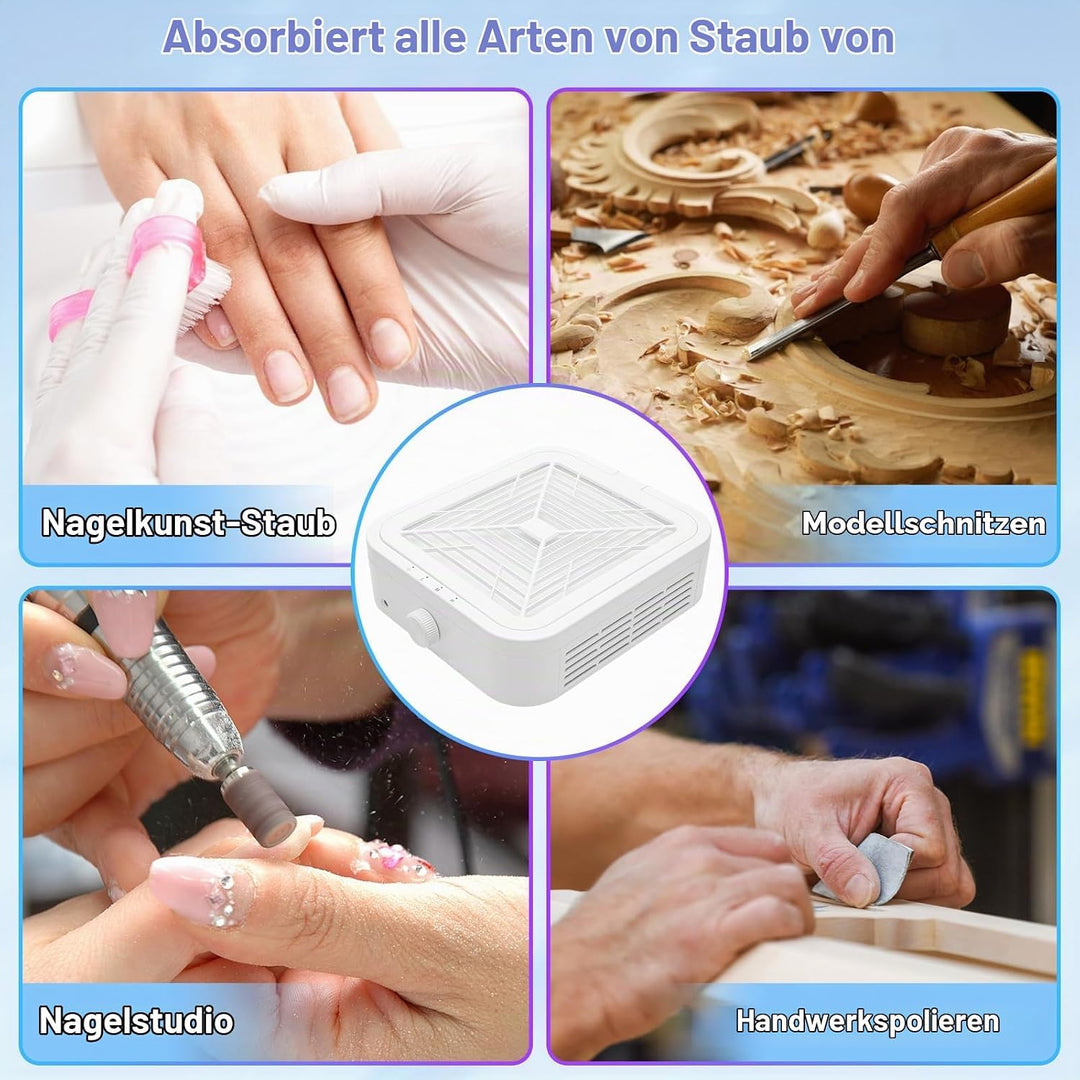 CGBE Staubabsaugung für nägel, 120W Nagelstaubsauger mit 2 Filter Saugstark Professionell Nagel Stau