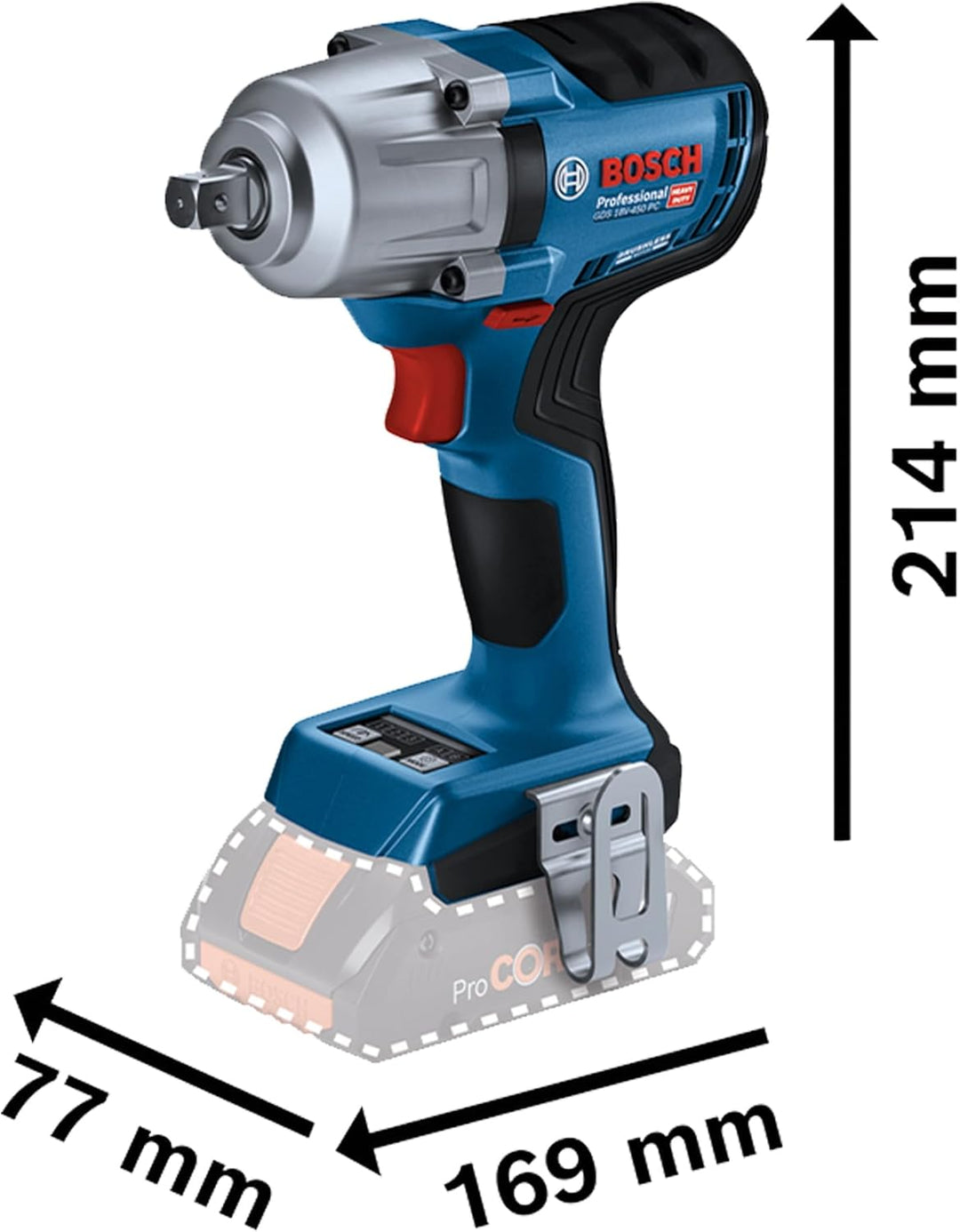 Bosch Professional 18V System Akku Drehschlagschrauber GDS 18V-450 PC (450 Nm Anziehmoment, 800 Nm L