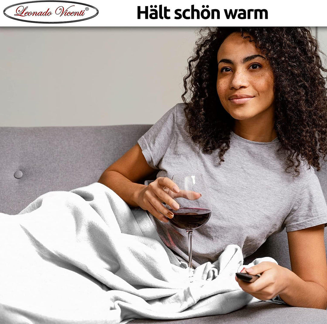 Leonado Vicenti 2er Set Flauschige Kuscheldecke 150x200 cm Fleecedecke Wohnzimmerdecke Sofadecke Tag