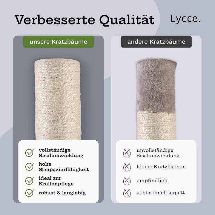 Lycce Kratzbaum gross Royal 145 cm hoch mehrstöckiger Katzenbaum inkl. 10 Kratzsäulen mit vollständi