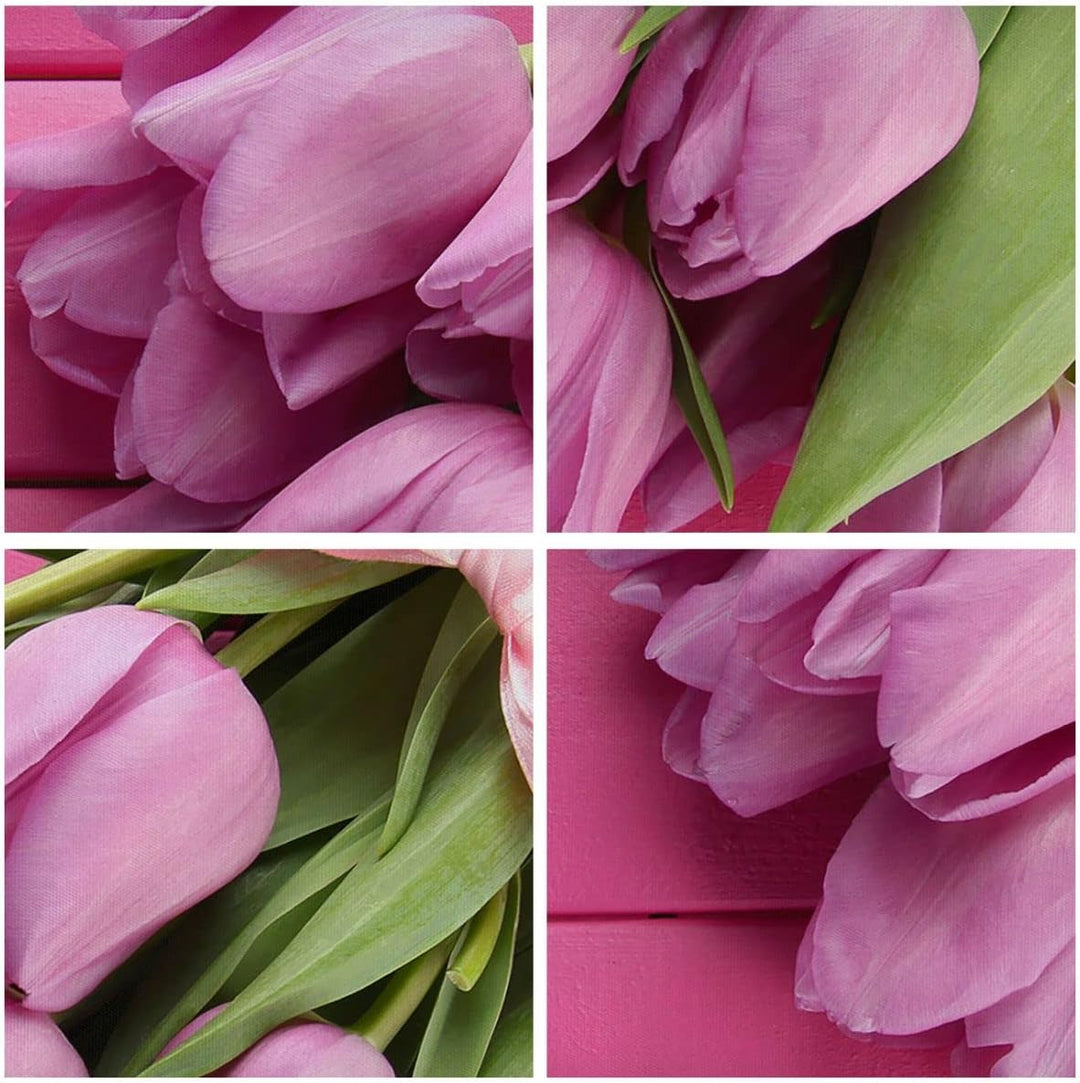 Wandbilder Dekoration Wohnzimmer Tulpen Blumenstrauss Garten Panorama Bilder auf Leinwand 120x50cm L