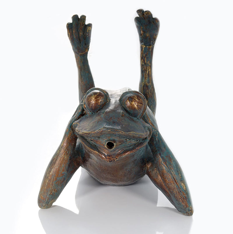 Wasserspeier Figur Frosch aus Kunststein - (L x B x H): ca. 340 x 210 x 235 mm - Schlauchanschluss 1