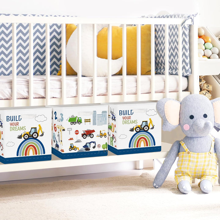 Clastyle 3 Stück Autos Aufbewahrungsbox Stoff für Kallax Faltbar Aufbewahrungskorb Klein Schrank Org