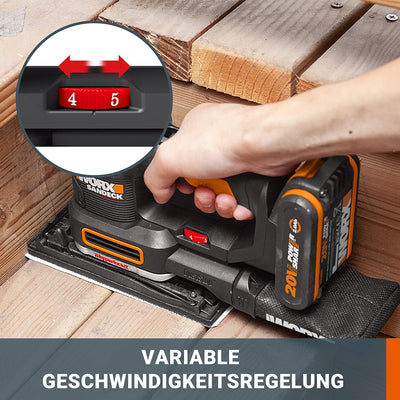 WORX WX820.9 Multifunktionsschleifer – Schleifen ohne Staub – Elektrische 20V Schleifmaschine – Powe