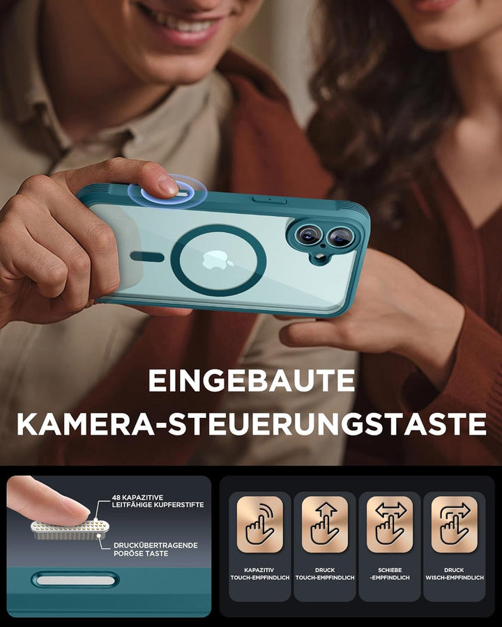 Miracase 360 Grad für iPhone 16 Hülle mit Magsafe, Eingebaut Glas Schutzfolie, Komplettschutz HandyH