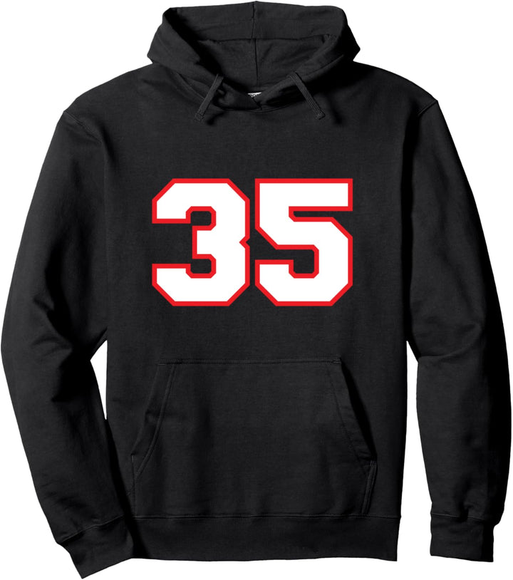 Nummer #35 Sportspieler Fan Trikot rot weiss Glückszahl Pullover Hoodie