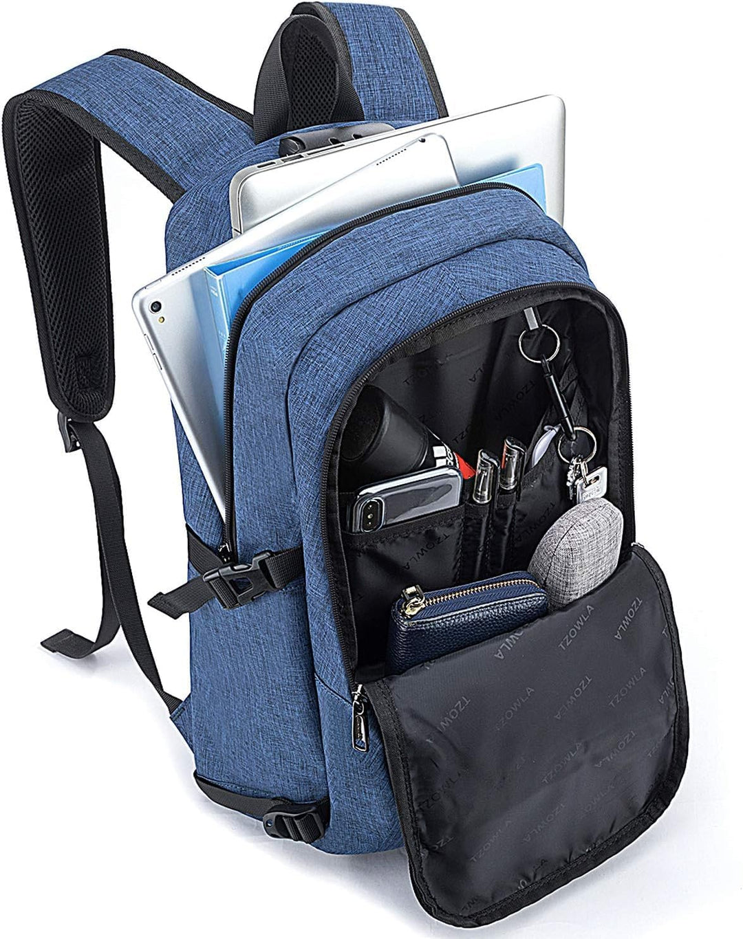 Tzowla Laptop Rucksack Herren und Damen, Reiserucksack Wasserdicht Anti-Diebstahl mit USB-Ladeanschl