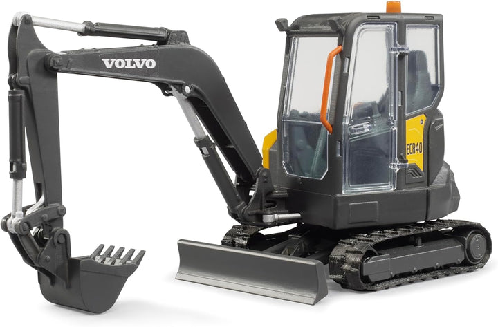 bruder 02465 - Volvo Kompaktbagger ECR40-1:16 Baufahrzeug, Baustelle, Löffelbagger, Arbeiter, Baumas