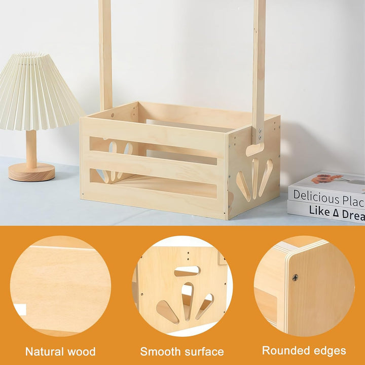 Holz Babyparty Kiste Kleiderschrank mit Griff, Kinder Kleiderbügel Praktische Baby -Aufbewahrungskis