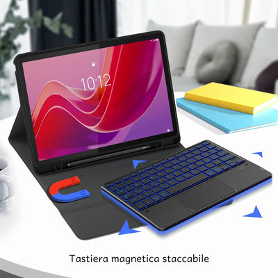CACOE Hülle Tastatur Kompatibel mit Lenovo Tab M11 TB330 2024 Tastatur mit Touchpad, 7-Farbige Beleu