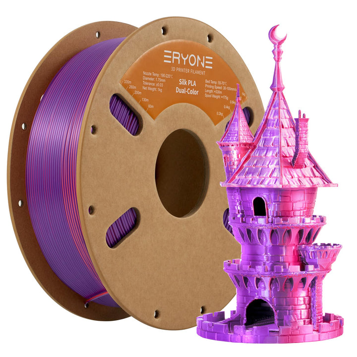 ERYONE Dual Seiden PLA Filament 1.75mm,Co-Extrucsion PLA Seiden Filament für 3D Drucker +/- 0,03 mm,