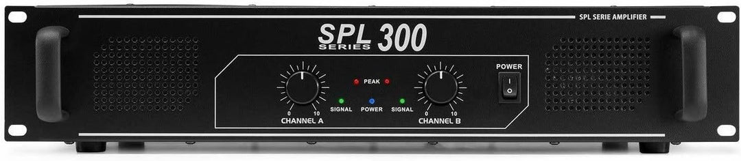 SkyTec SPL300 PA Verstärker Endstufe 300 Watt, mit 3-Band-Equalizer, 3 Kanal Input, Chinch, AUX, ide