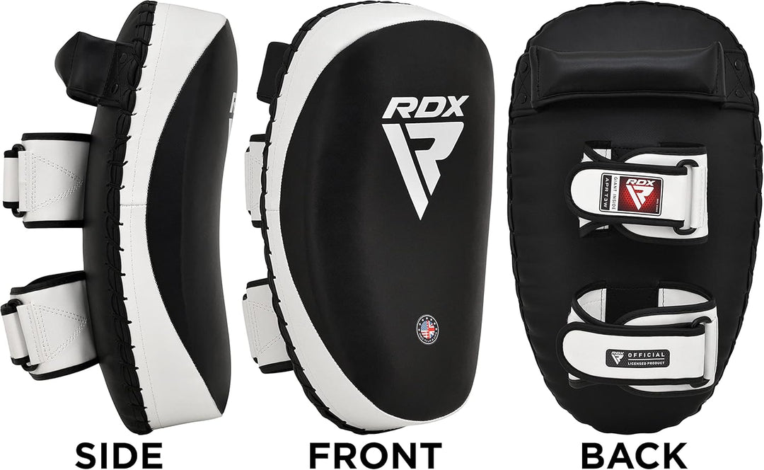 RDX Thai Pads for Kickboxing Muay Thai with Solid Handle Grip, Maya Hide Leather Curved Strike Shiel