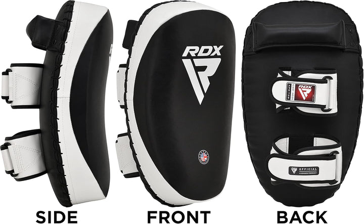 RDX Thai Pads for Kickboxing Muay Thai with Solid Handle Grip, Maya Hide Leather Curved Strike Shiel