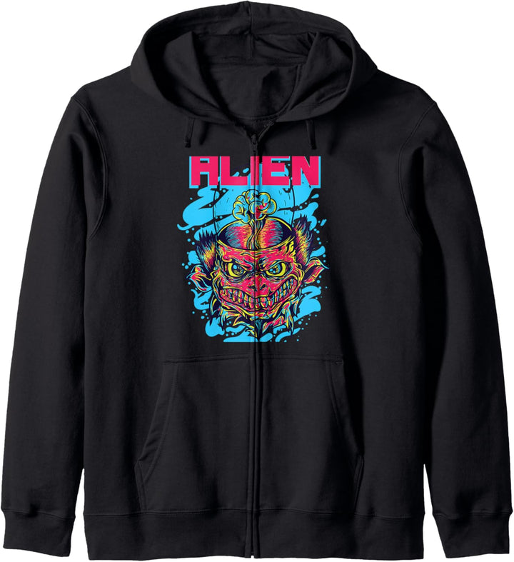 Scary Alien Fantasy Monster Kunst Retro Kapuzenjacke