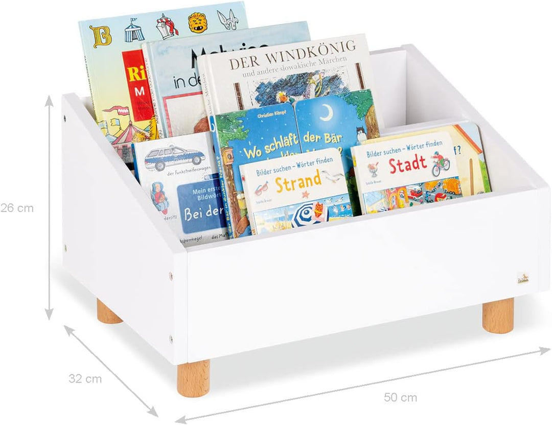 PINOLINO Regal Ando – Bücherregal Kinder 2 Fächer, weisses Kinderbücherregal fürs Kinderzimmer, Kind