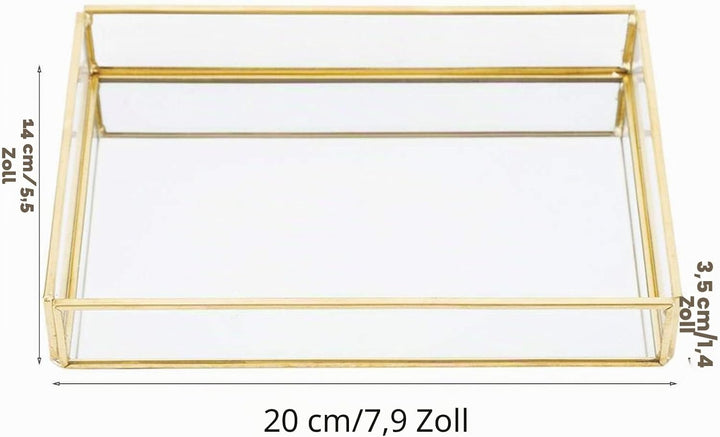 Yosoo Health Gear Elegante Glas Aufbewahrungsbox, Vintage Design, Gold Metallrahmen, Schmuck und Kos