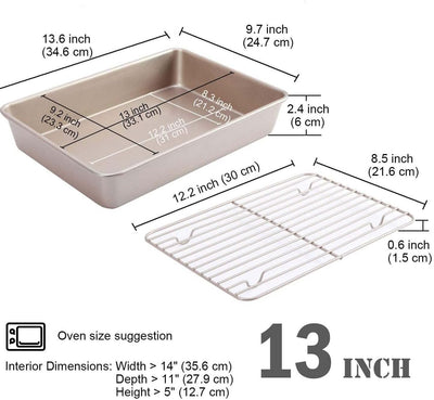 Antihaft-Backblech-Set mit Kühlrost aus Karbonstahl, FDA-genehmigt, für Toaster, Ofen, Backen, 34,3