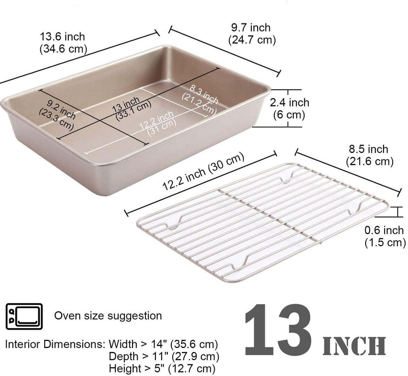 Antihaft-Backblech-Set mit Kühlrost aus Karbonstahl, FDA-genehmigt, für Toaster, Ofen, Backen, 34,3