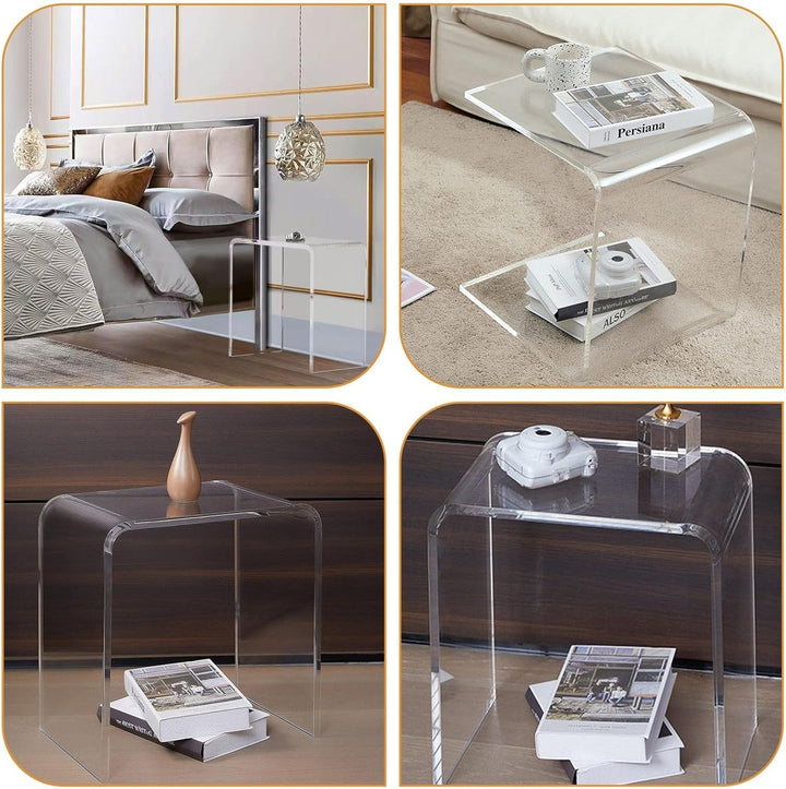 TWSOUL Badhocker, Duschhocker aus Acryl 42x40x29cm, Transparenter Badezimmer Hocker, rutschfest & St