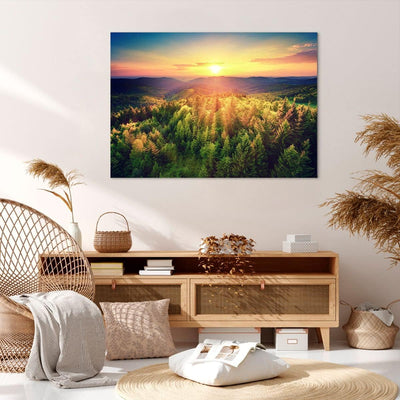 ARTTOR Bilder auf Leinwand 100x70cm Leinwandbild mit Rahmen Berge Natur Gross Wanddeko Bild Schlafzi