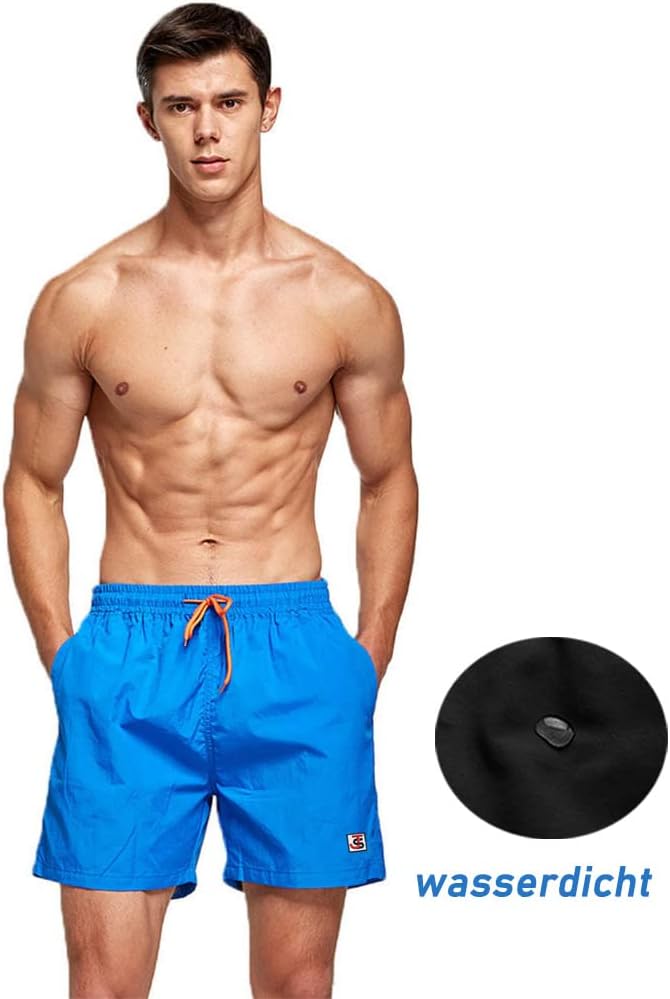 JustSun Badehose Herren Schnelltrocknend Boardshorts mit Mesh-Futter und Verstellbarem Tunnelzug M N