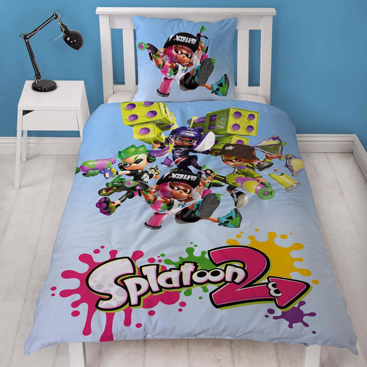 Splatoon 2 Wende-Bettwäsche Group 135 x 200 cm + 80 x 80 cm 100% Baumwolle Renforcé-Linon-Qualität K