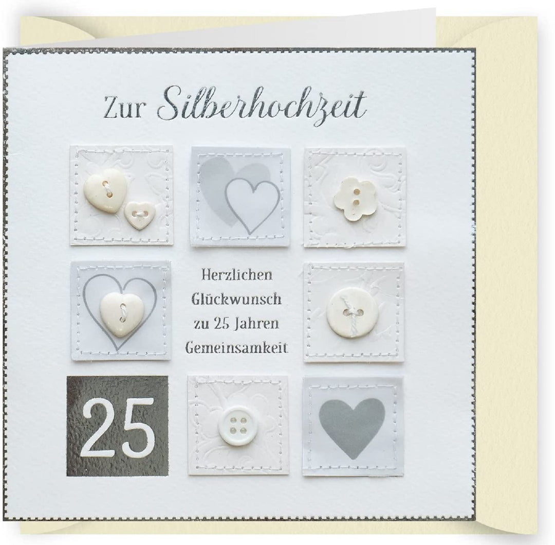 Knopfkarte 23 - Zur Silberhochzeit - Hochzeitskarte